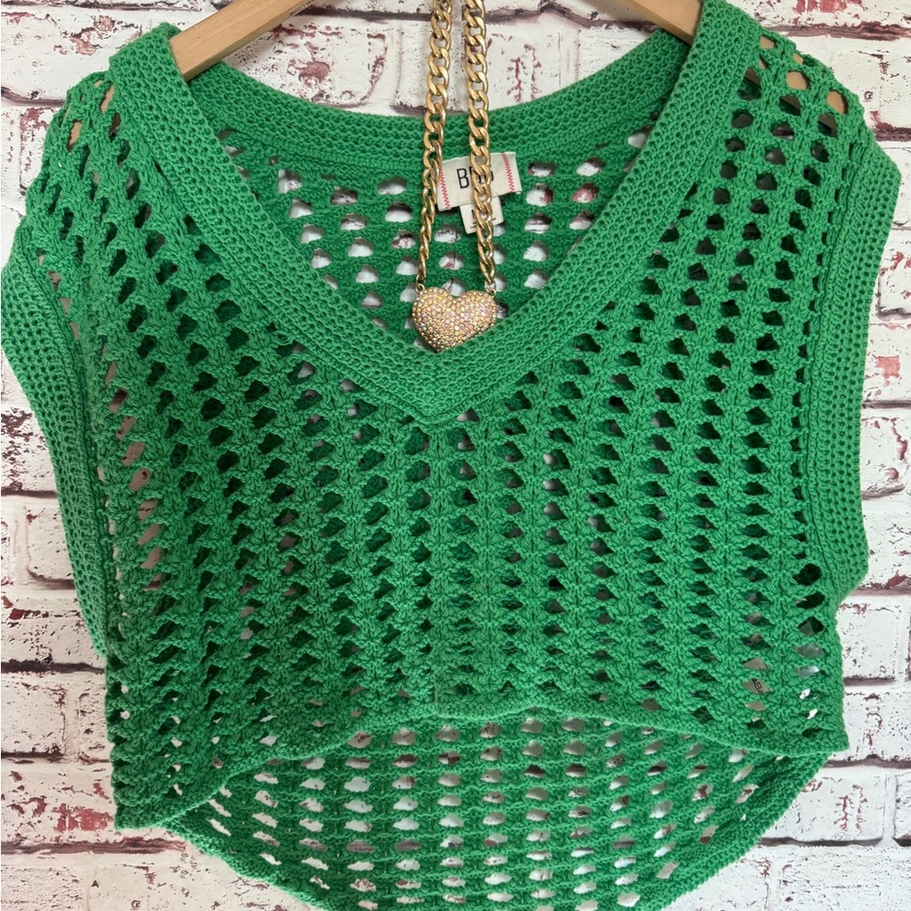 BDG crochet green sweater vest